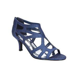 Easy Street Women's Flattery Evening Sandals Navy Glitter Size 8.5M